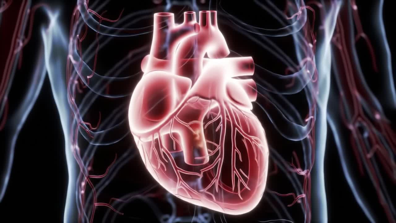 The Human Heart: A Detailed Visualization of Its Structure and Function, Highlighting the Complex Interplay of Vascular Systems and Cardiac Health