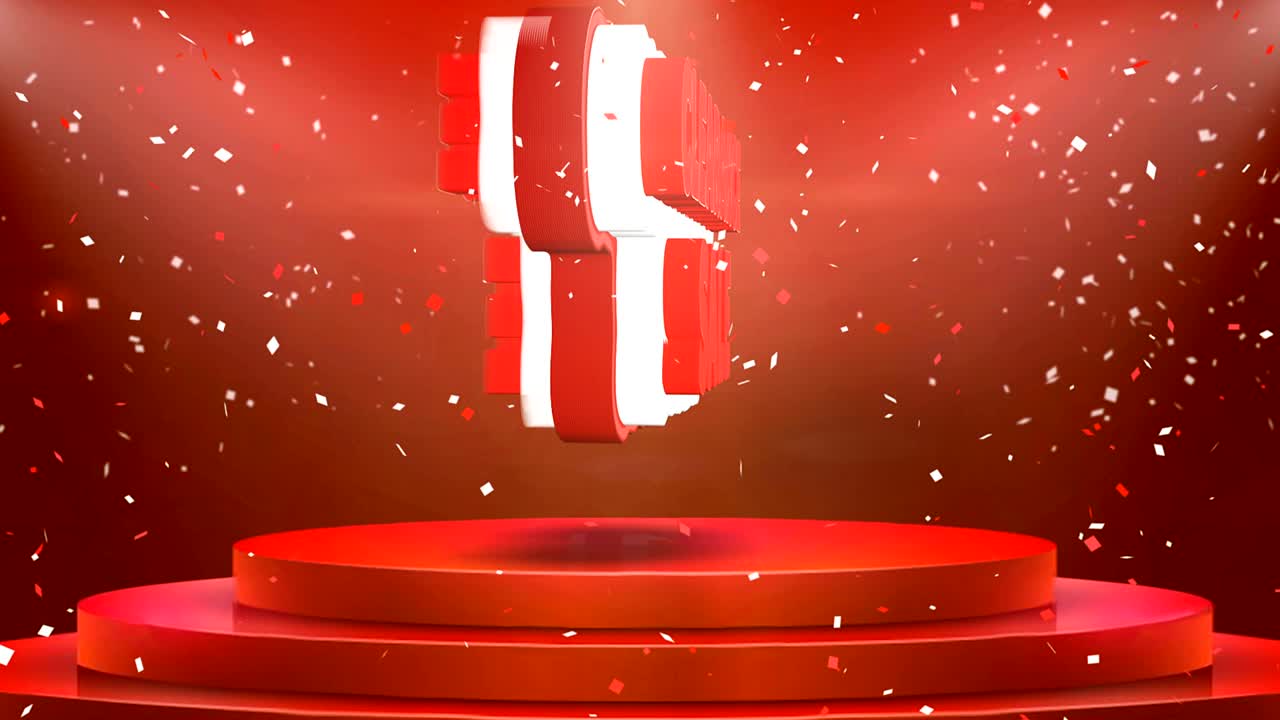 Clearance Sale  Text Animation Stage Podium Confetti Loop Animation