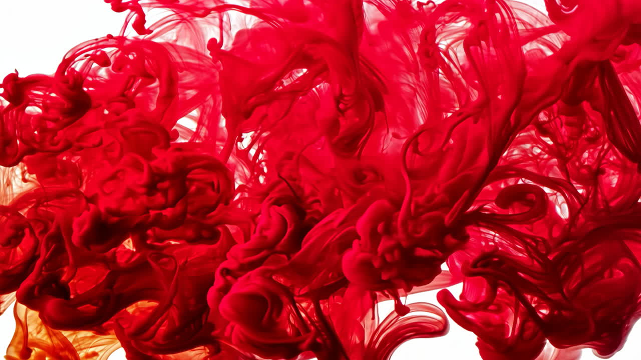 A red smoke trail is flowing across a white background. The smoke is thick and he is coming from a fire. Concept of danger and chaos, as the smoke seems to be spreading rapidly and uncontrollably