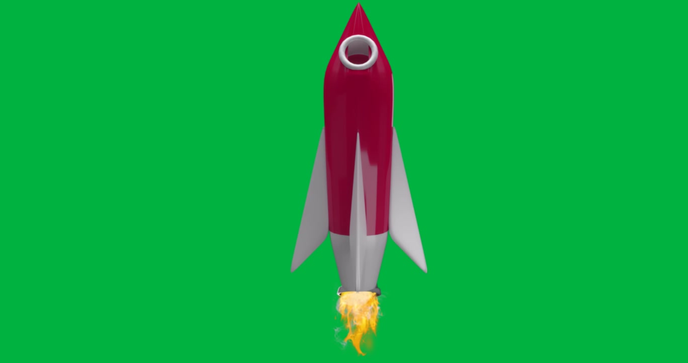 designers placing rocket ship on transparent backdrop, showing technology growth with engine flame