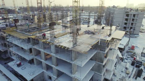 winter construction of apartment building