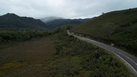 lyell highway through franklin-gordon wild rivers national park in southwest, tasmania, australia