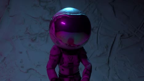 animated astronaut walking in neon space environment