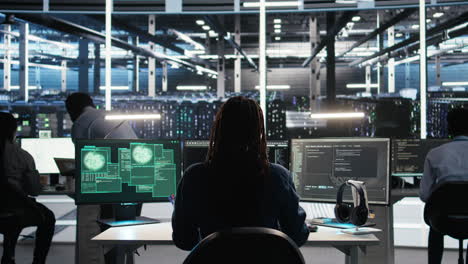 cybersecurity team in data center trying to prevent unauthorized access