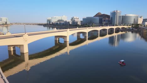 tempe town lake and mill avenue bridge in arizona,usa