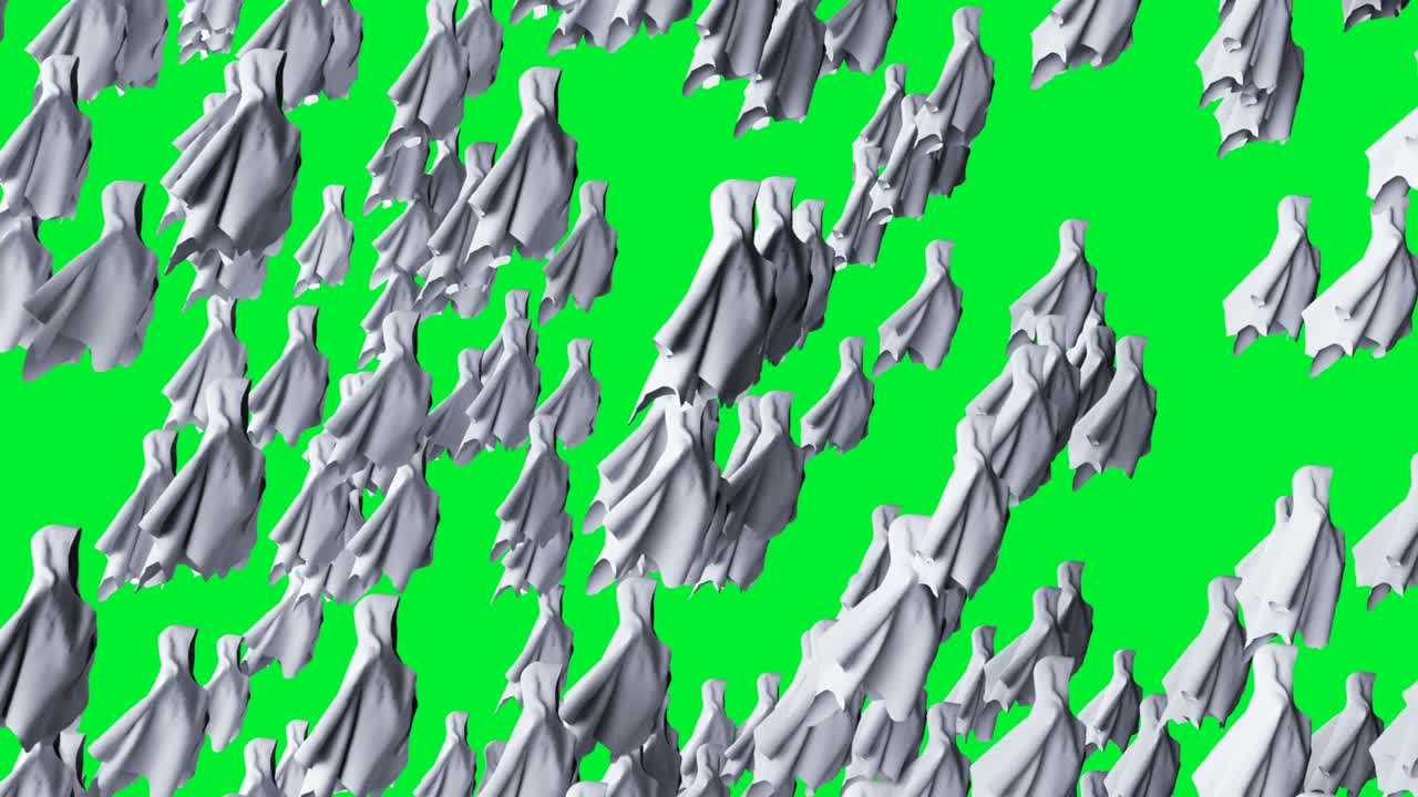 미스터리 공포 유령 애니메이션, 역동적인 후디, 고립, 현실적인 4k 녹색 화면 애니메이션