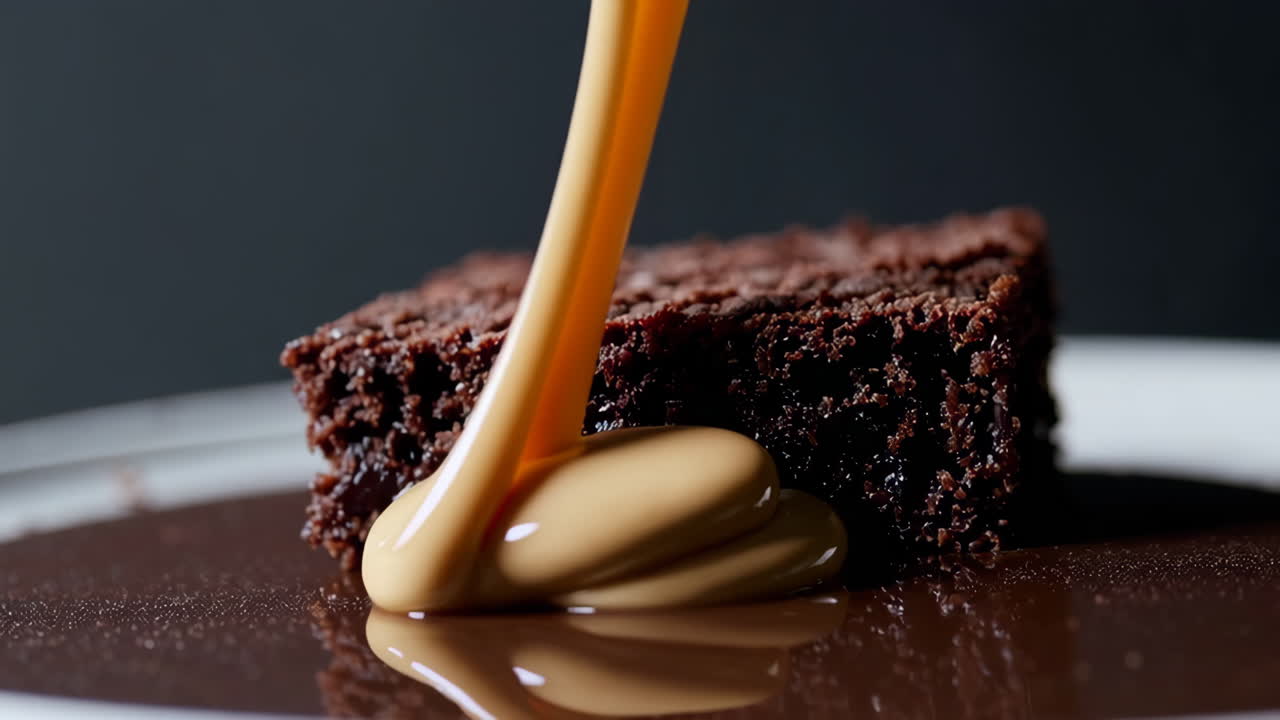 Decadent Chocolate Brownie with Pouring Caramel Sauce