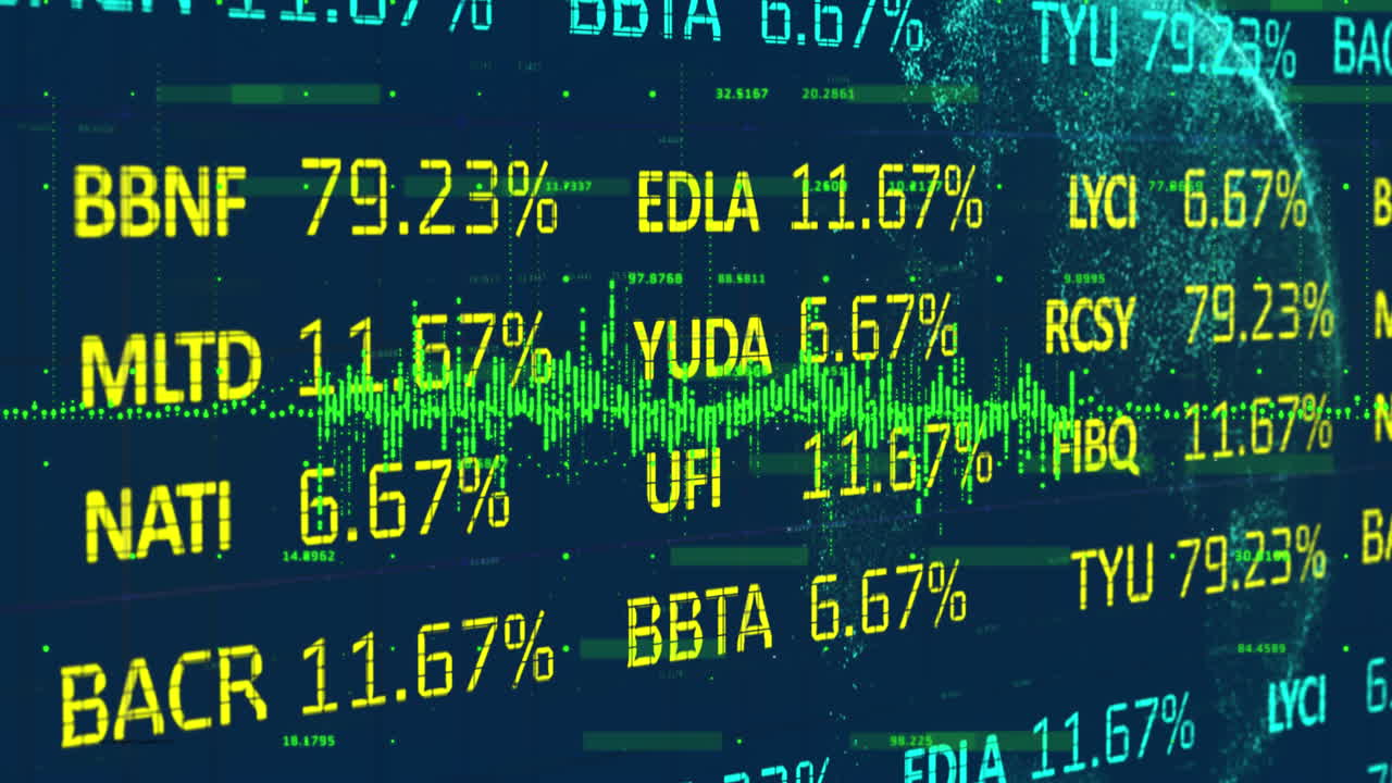 Financial data and statistical data processing against globe spinning