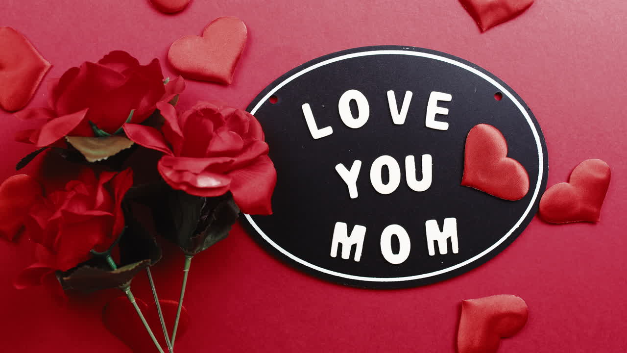 사랑하는 엄마 빨간색에 서명해