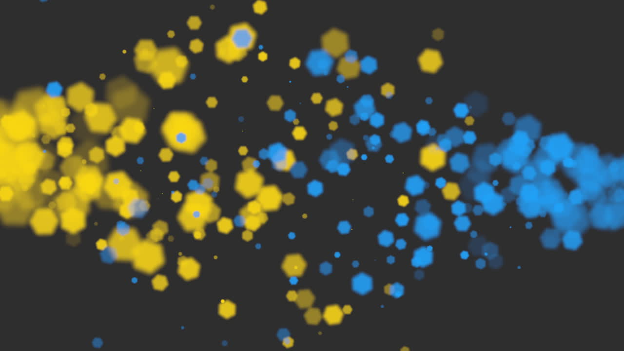 Fliegende Animation: Abstraktes, farbenfrohes Bokeh und Partikel auf glänzendem Hintergrund 2