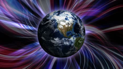 earth and abstract fibers lines background, loop