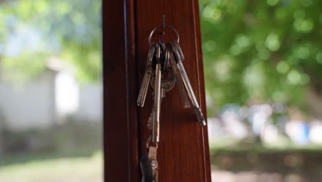 keys hanging at door country house