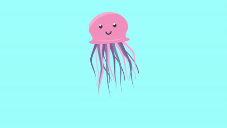 animación de medusa rosada con espacio de copia en fondo azul
