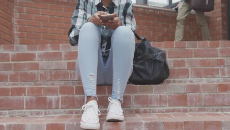 student high school girl listening to music