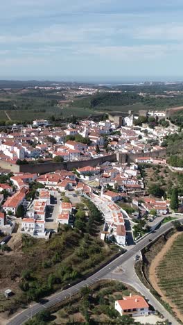 aerial village of obidos in portugal vertical video