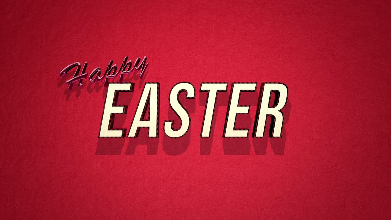Retro Happy Easter text on red vintage texture in 80s style
