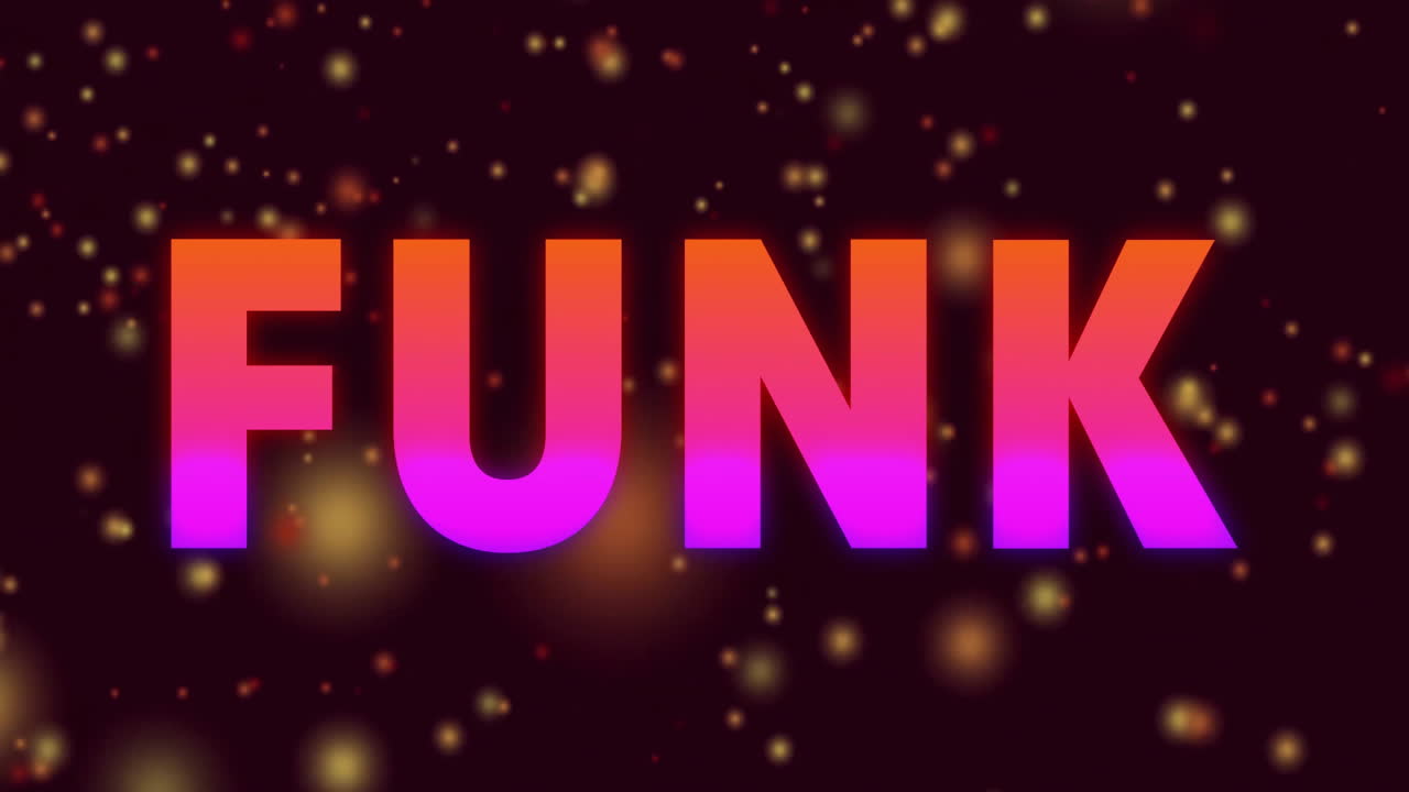 FUNK text animation over glowing particles on dark background