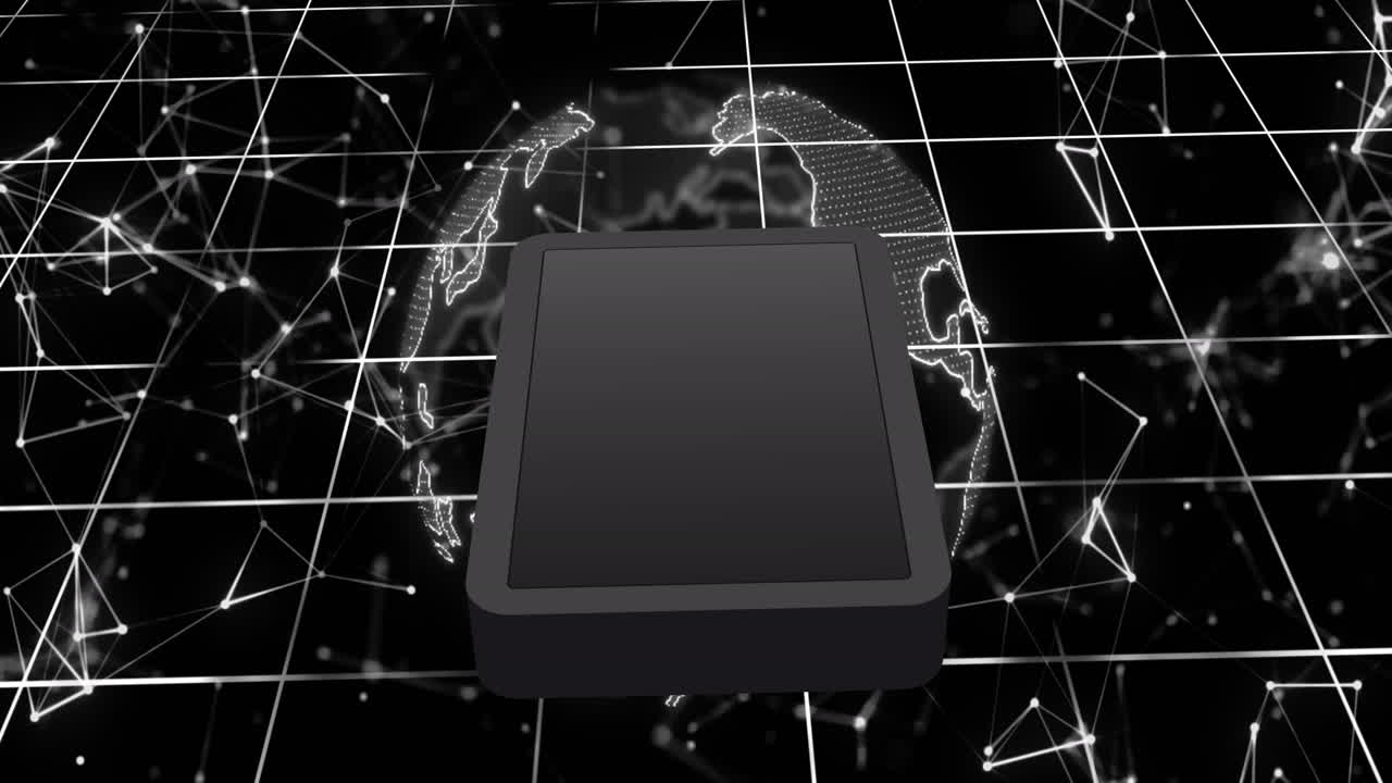 태블릿, 글로브 및 그리드에 대한 데이터 처리의 애니메이션