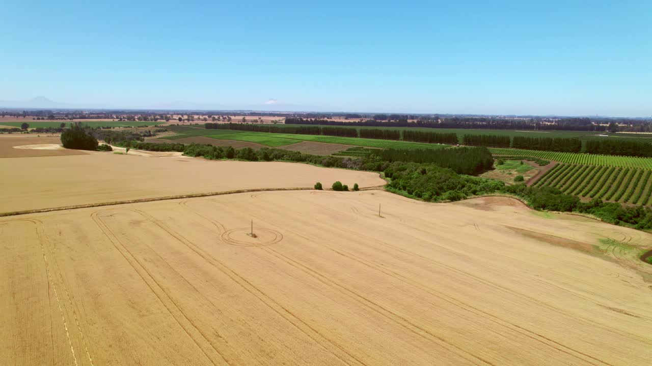 malleco 계곡, 밀 재배지, 농지, 칠레의 퀴노의 공중 전망