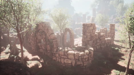 ruinas cerca de piedras rocosas rojas