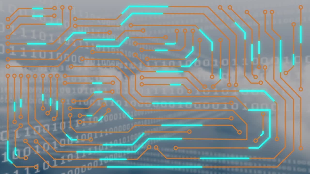 Animation of data processing over clouds