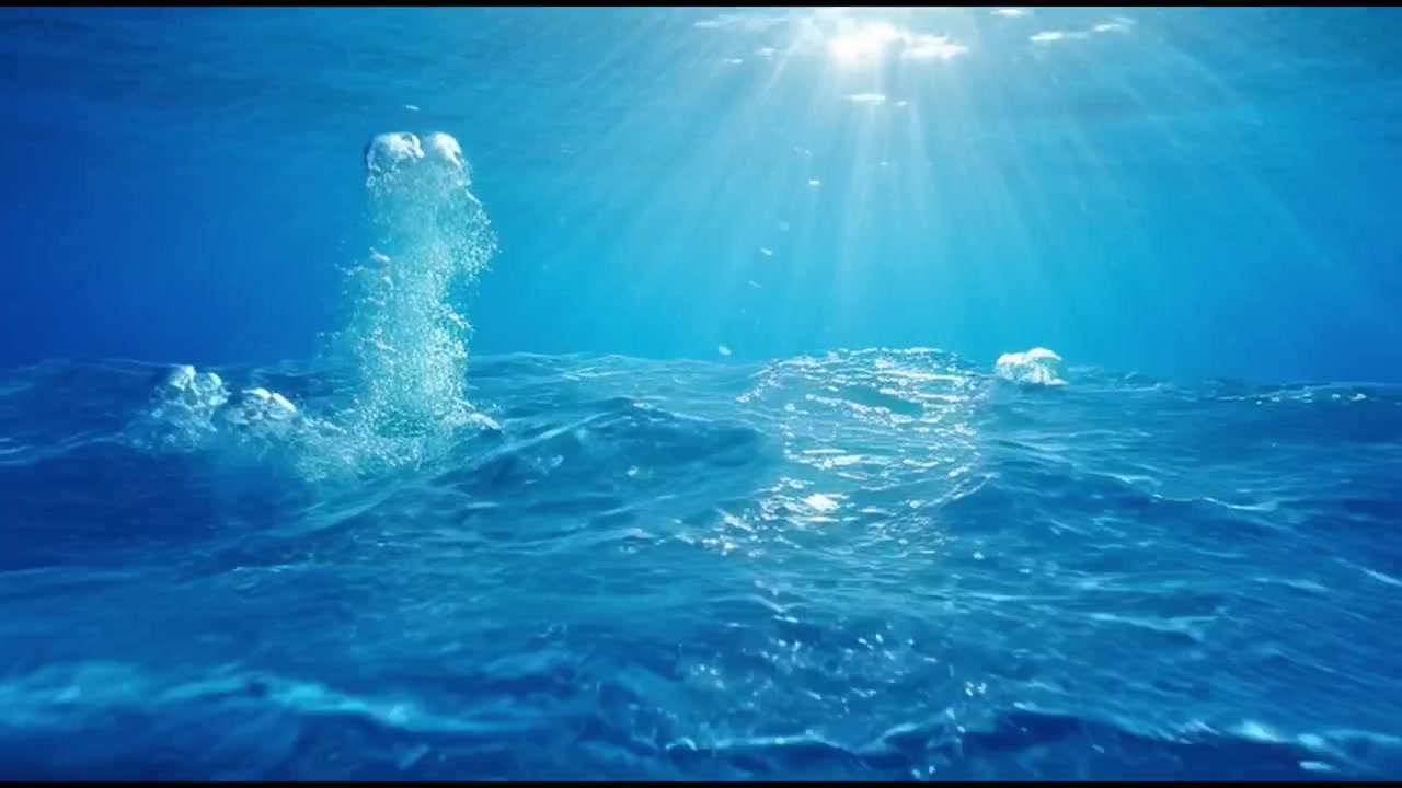 Grande onda oceanica che si infrange e vista subacquea con bolle