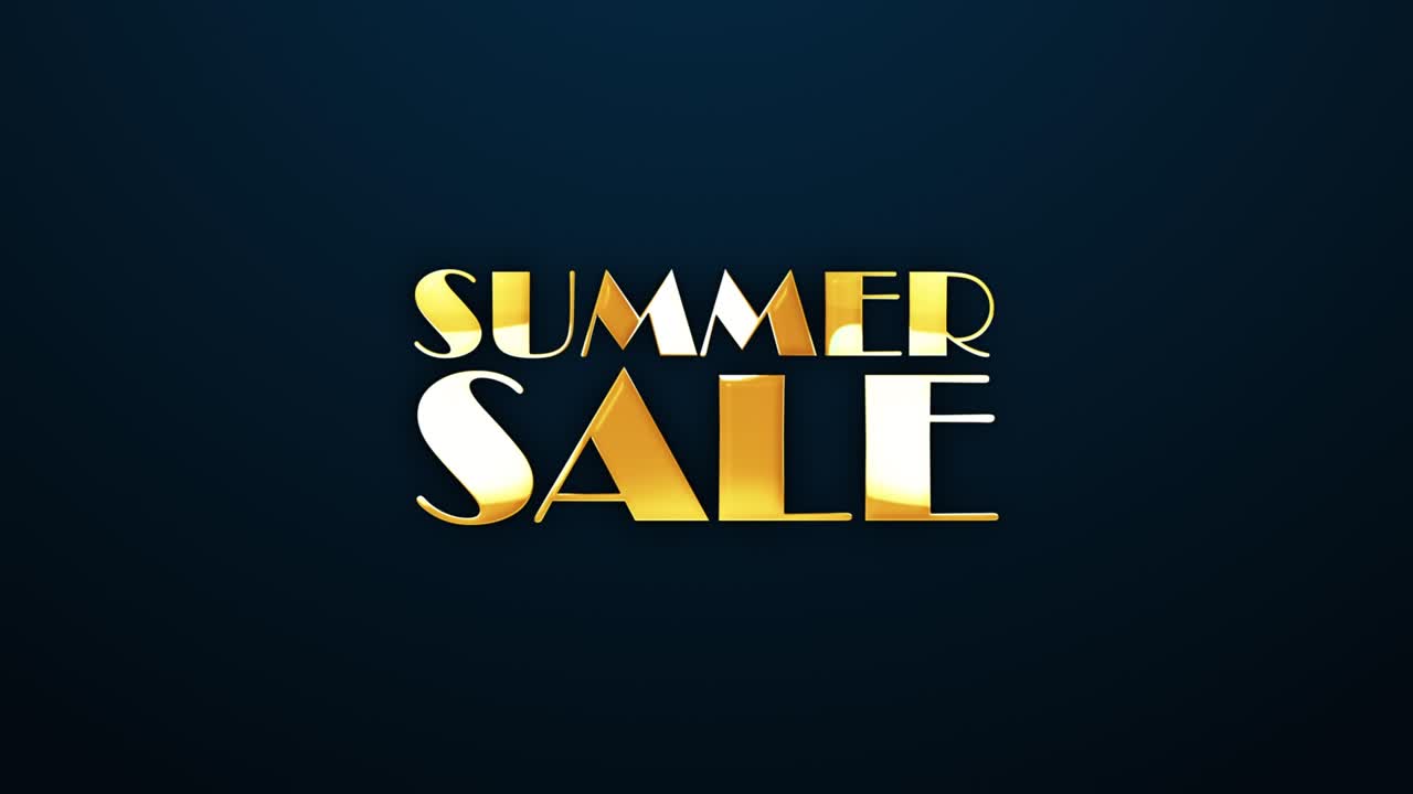 texto de venta de verano palabra luz de oro bucle de animación con efecto de texto de glitch. 4k 3d bucle sin costuras elemento de efecto de venda de verano para tráiler de cine, anuncios de marketing de ventas. estilo de consola de juegos antigua