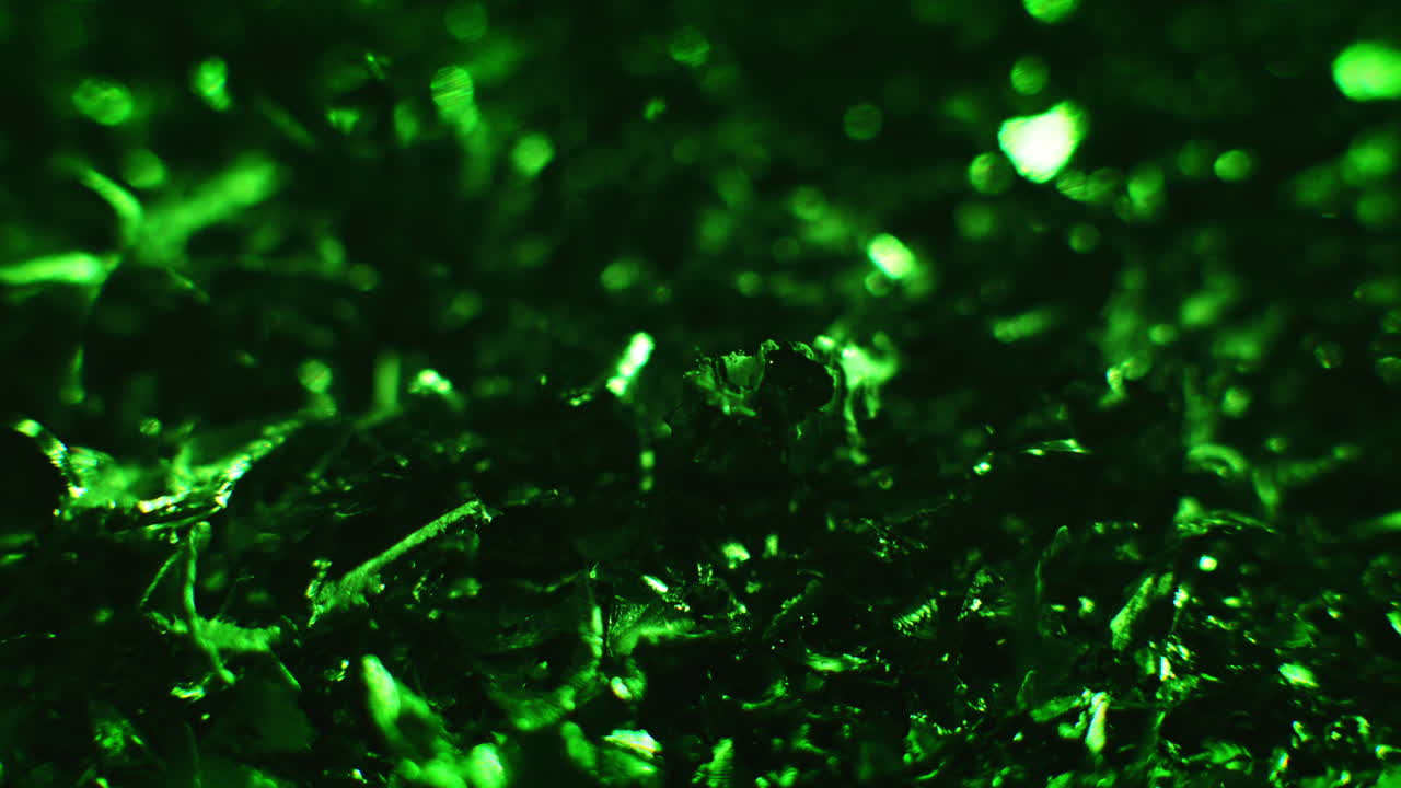 Emerald color metal fillings close-up