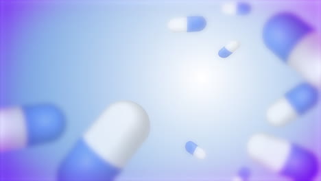 medical animated 3d blue background with floating pill capsules. looped motion graphics. empty space for text.