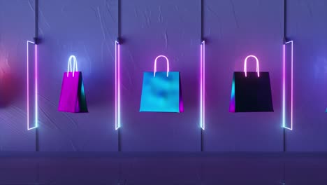 neon shopping bags display