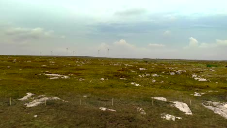 Wind-Turbines-at-Moycullen-Bogs,-Connemara-Bog-Complex,-Galway,-Ireland,-August-2020