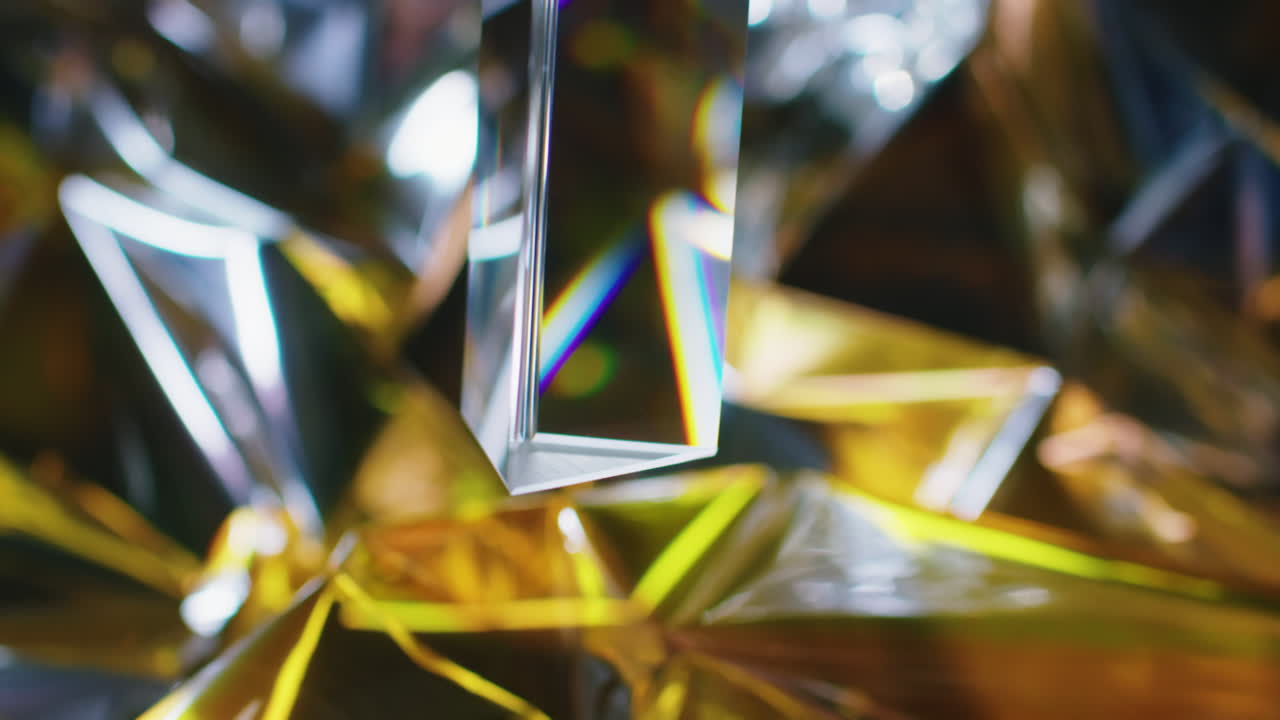 Glass Prism Turning Around and Refracting Light