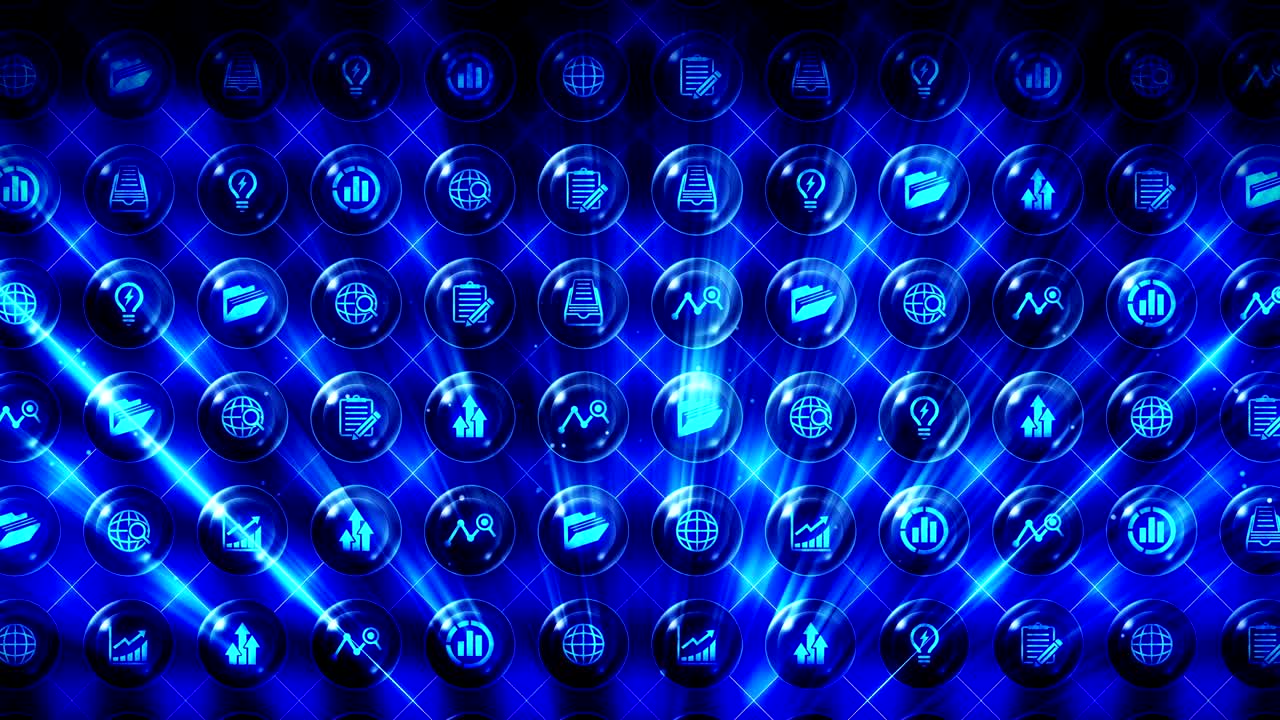 Set of Business Icons, Global Business Background, CG Loop Animation,