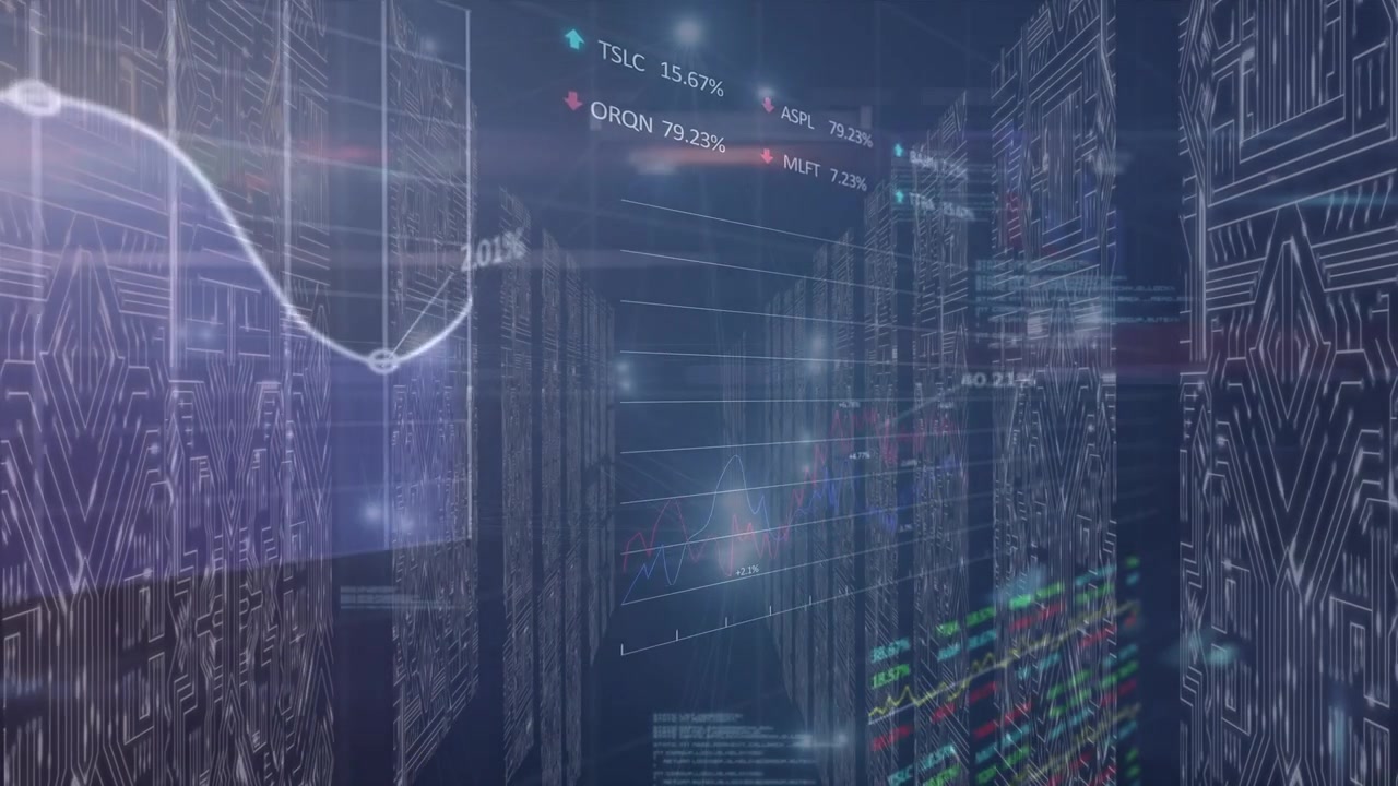 Animation of data processing over server room