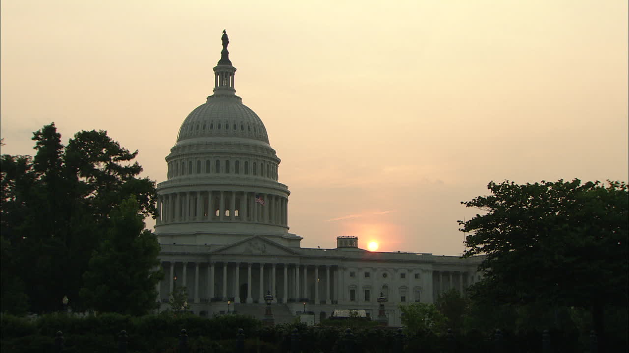 Sun Setting Behind U.S. Capitol, Washington D.C.