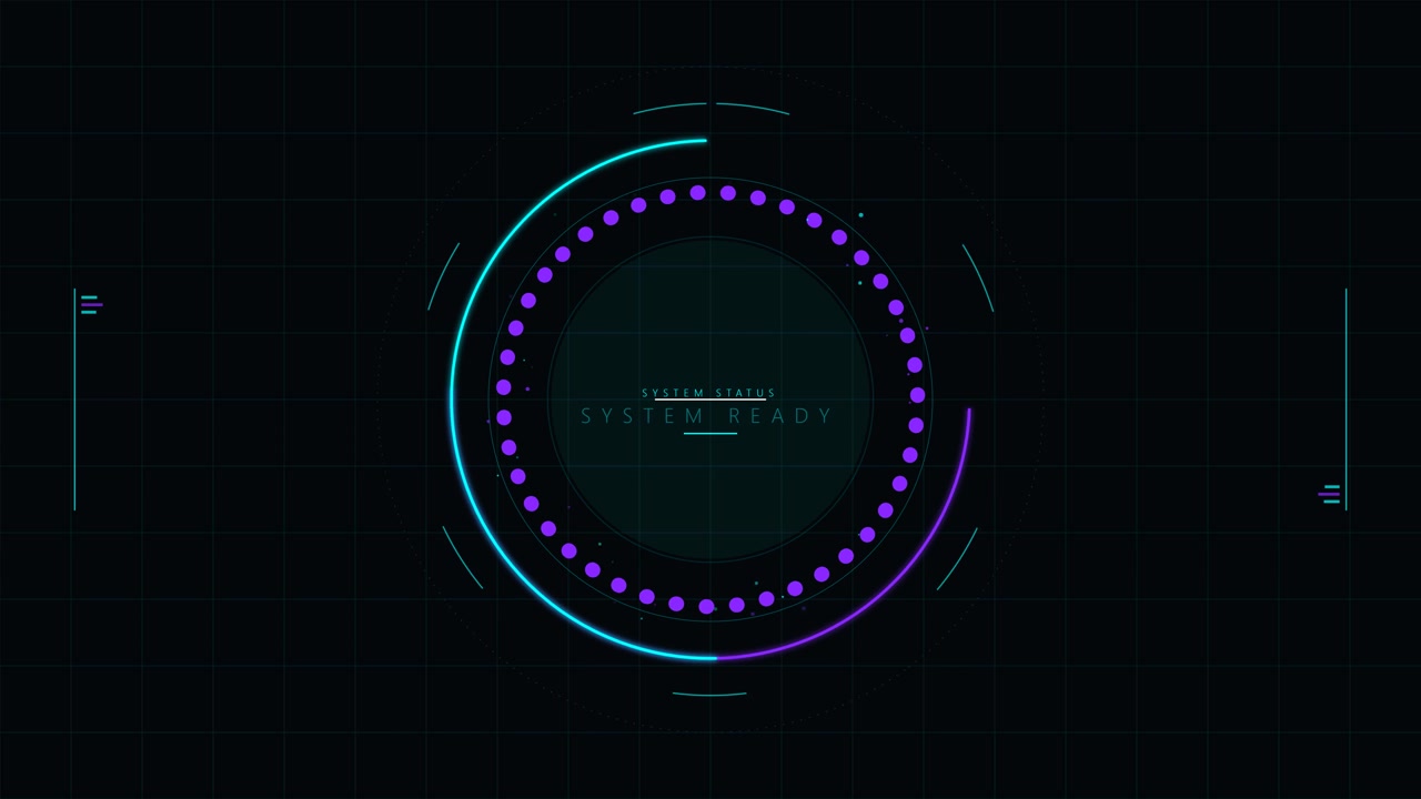 Futuristic Digital Interface Loading and System Status Animation