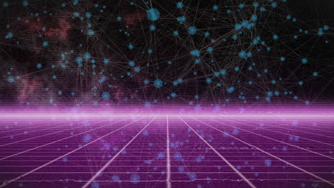animation of lines over network of connections on black background