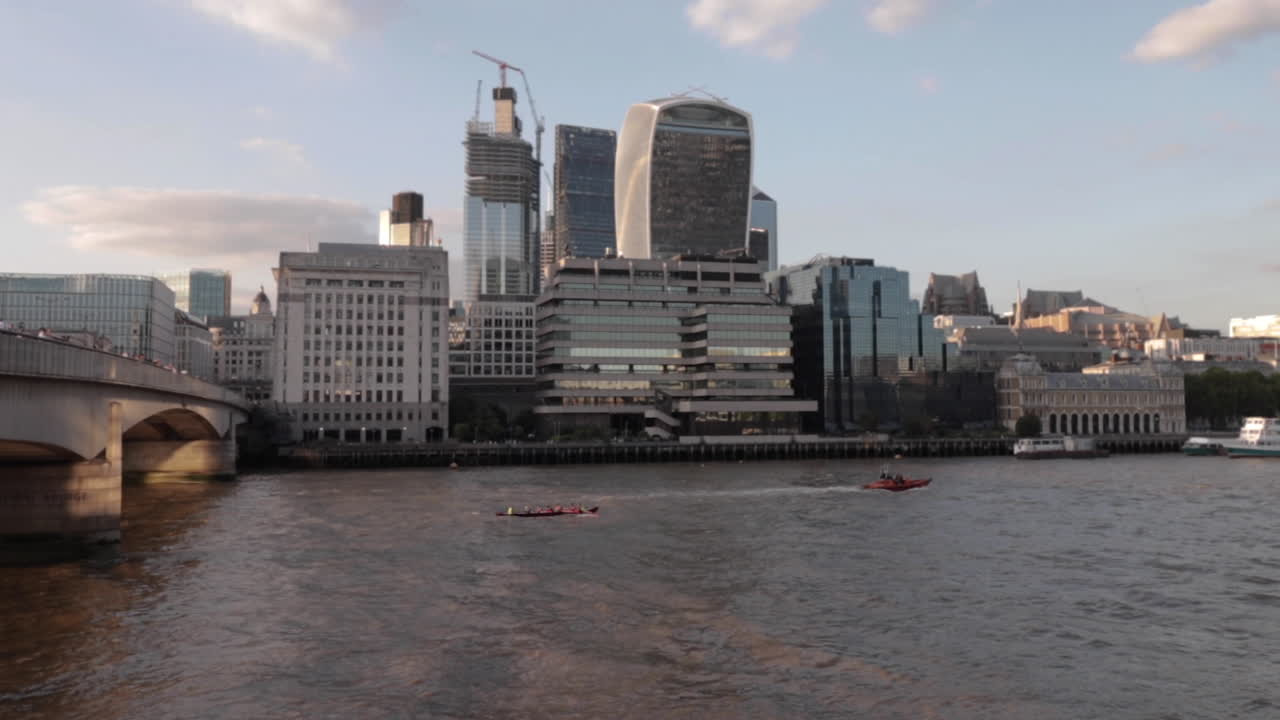 Sailing down the River Thames in London, England.