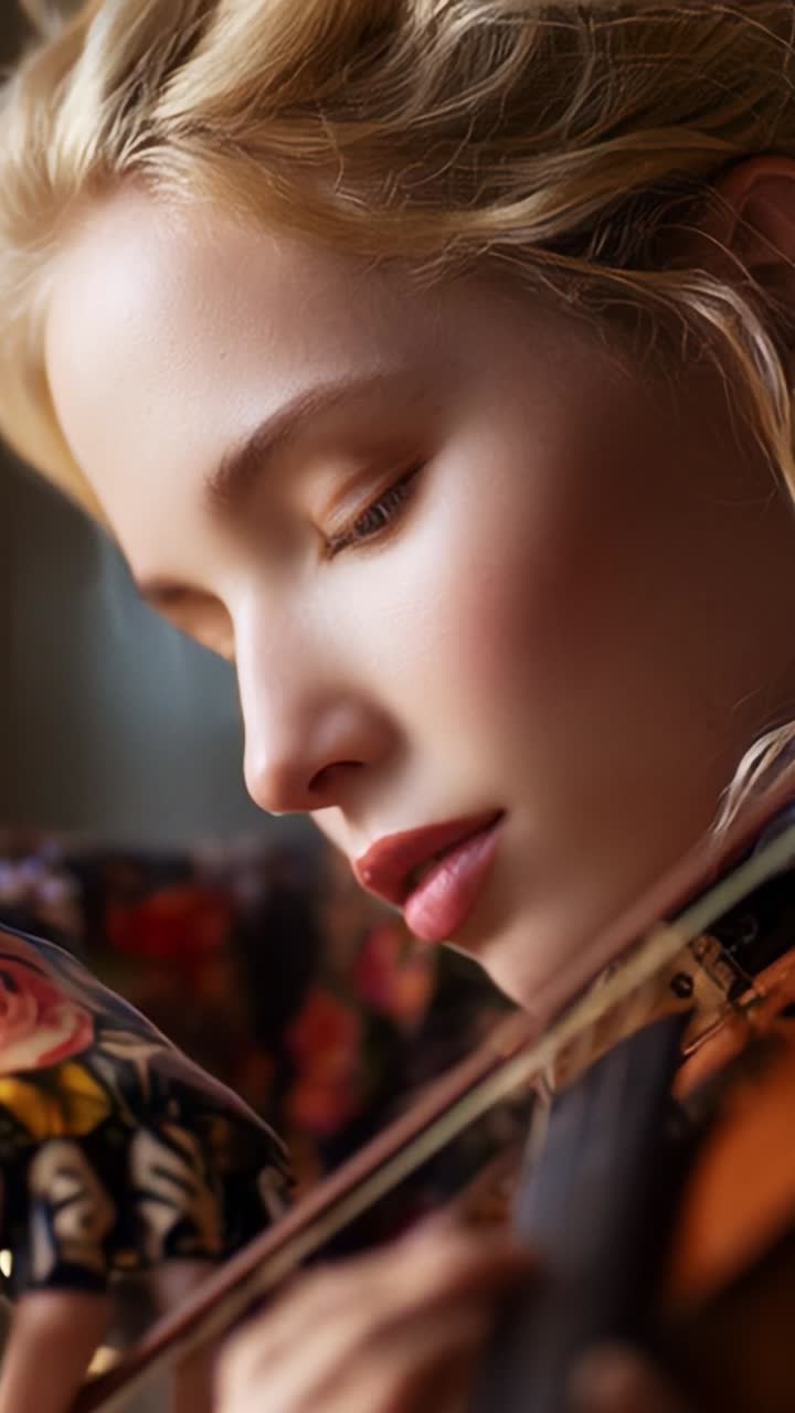 A Young Musician Immersed in Melodies, Capturing the Essence of Violin Performance with Grace and Focus in a Serene Atmosphere Full of Emotion and Passion