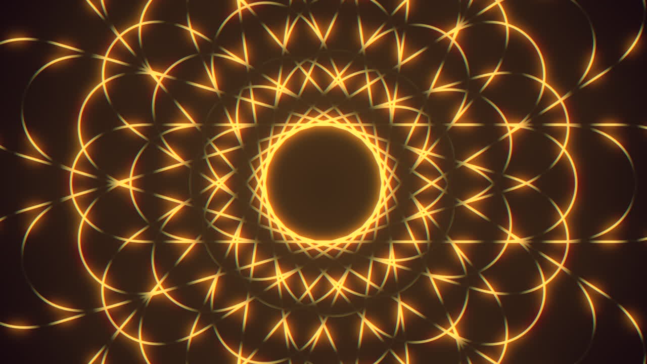 líneas amarillas dinámicas giran en patrón circular