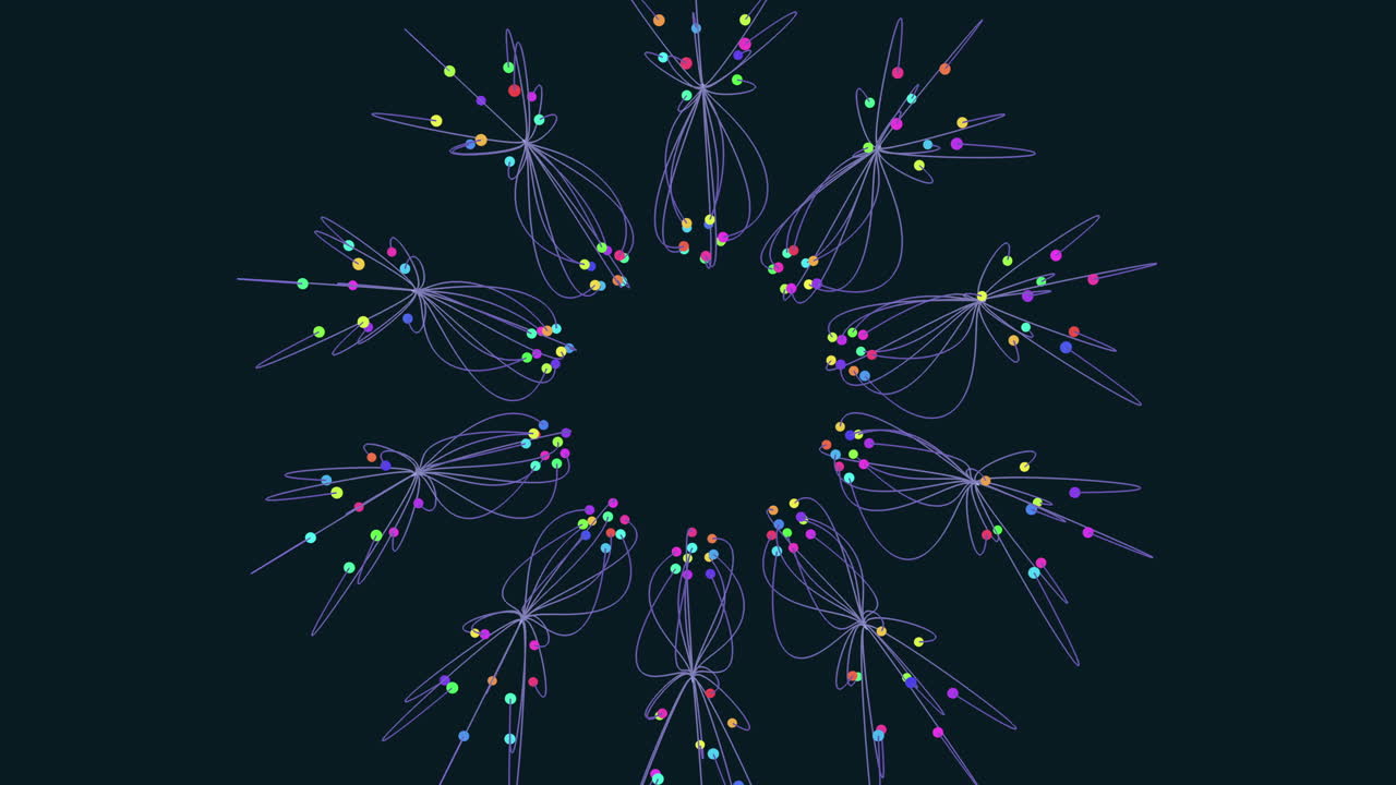 Vibrant snowflake illustration comprised of intricate blue, purple, and pink lines intricately intertwined, embodying delicate winter beauty in a simple yet captivating design