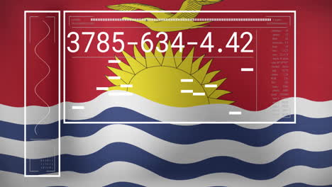 kiribati flag with digital data and numbers overlay in animated design