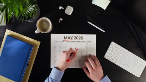marking dates on may 2025 calendar