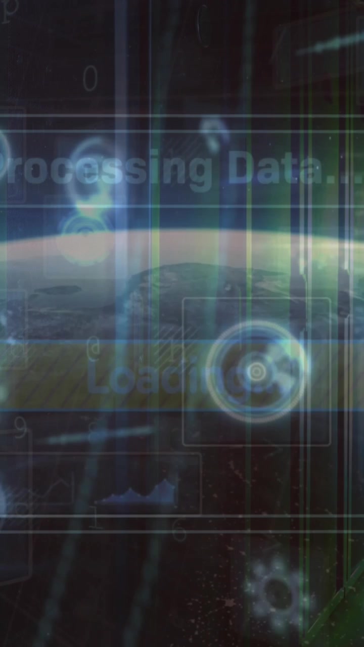 Animation of scope scanning and data processing over globe and server room