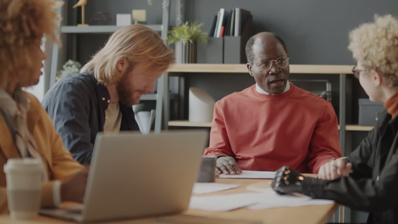 Diverse Colleagues Collaborating in an Office Meeting