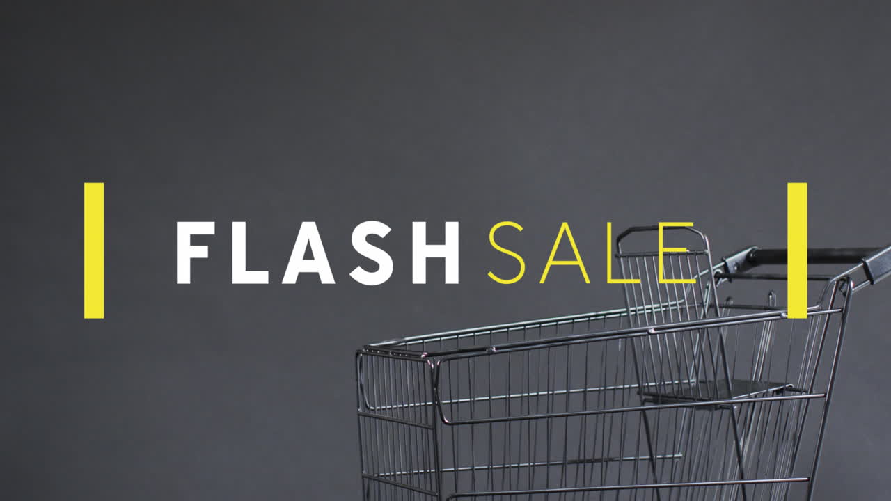 Animasjon av flash sale-tekst over handlevogn