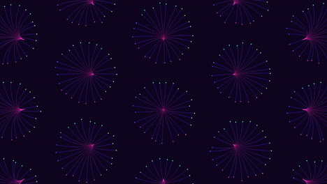 Neon-circles-pattern-in-symmetry-rows-with-neon-color-on-dark-space