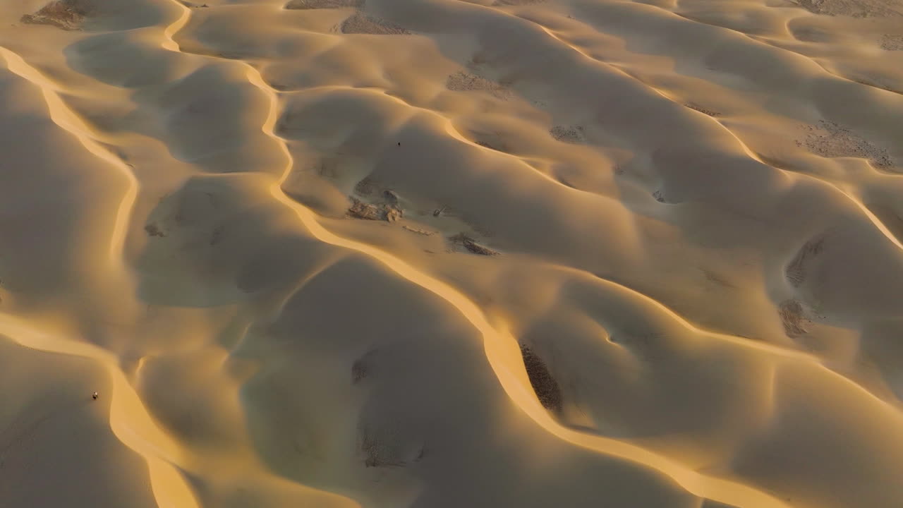 Extensive Zahek Dune Field With White Sands At Sunset On The South Coast Of The Island Of Socotra In Yemen. Aerial Close-up Shot