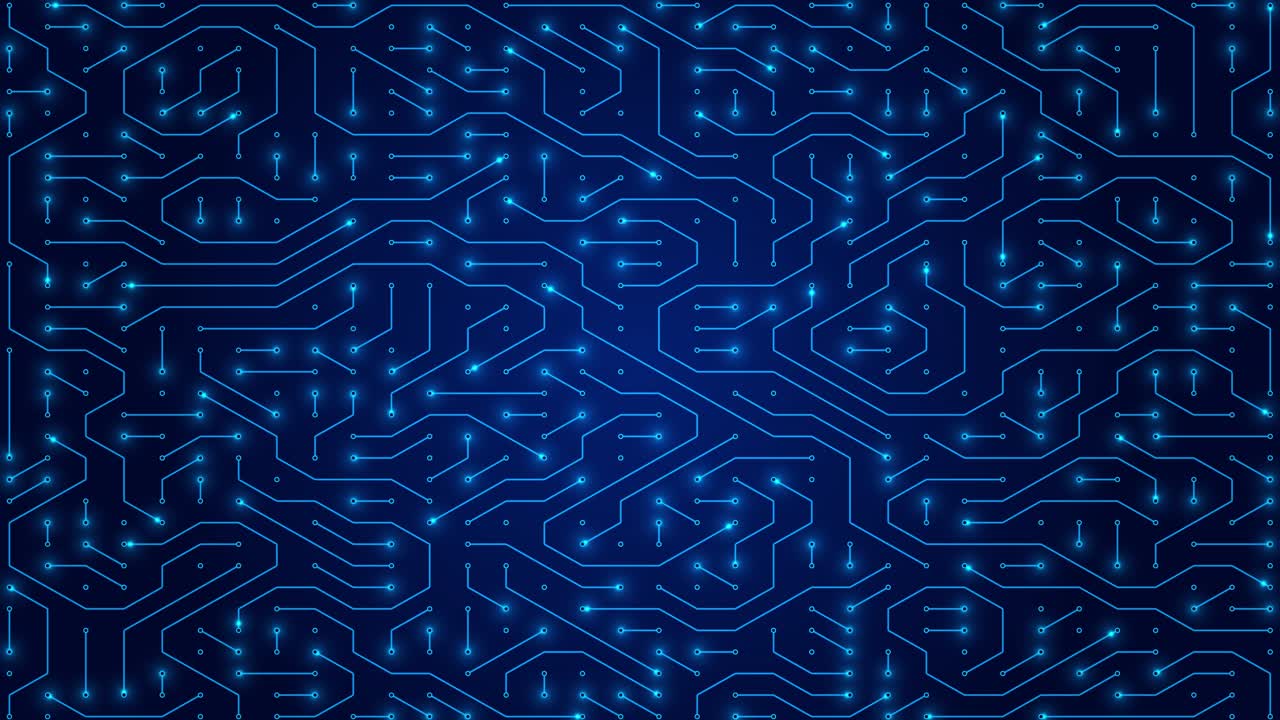 Futuristic Technology Neon Animation of CPU, GPU, and Circuit Board
