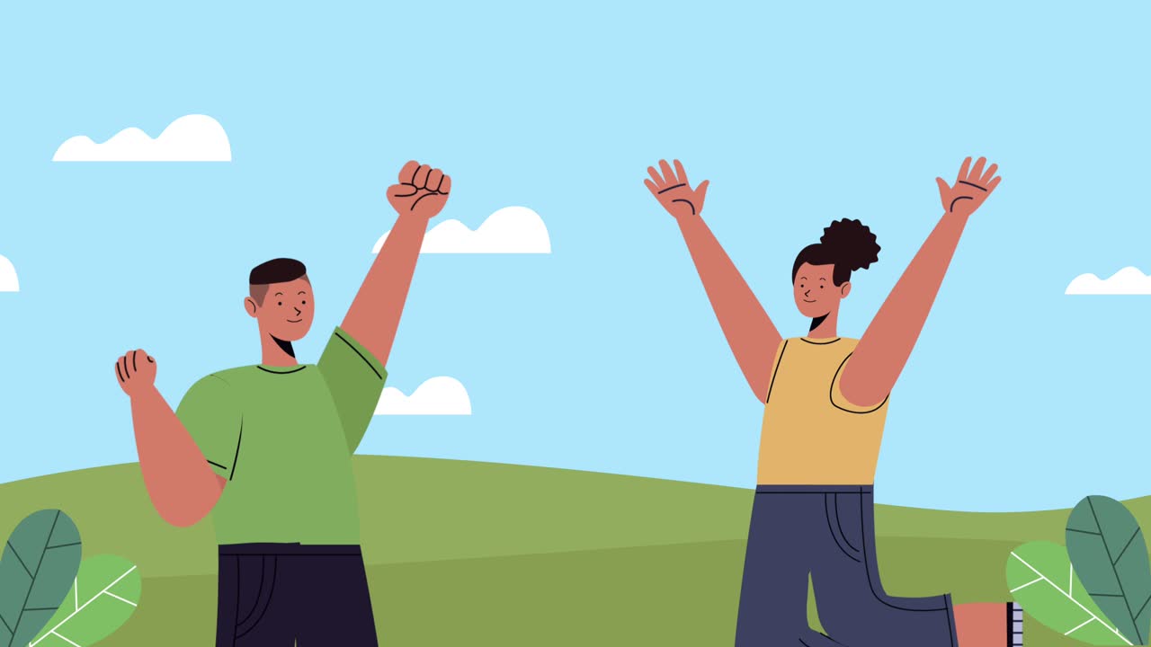 business couple in the camp animation